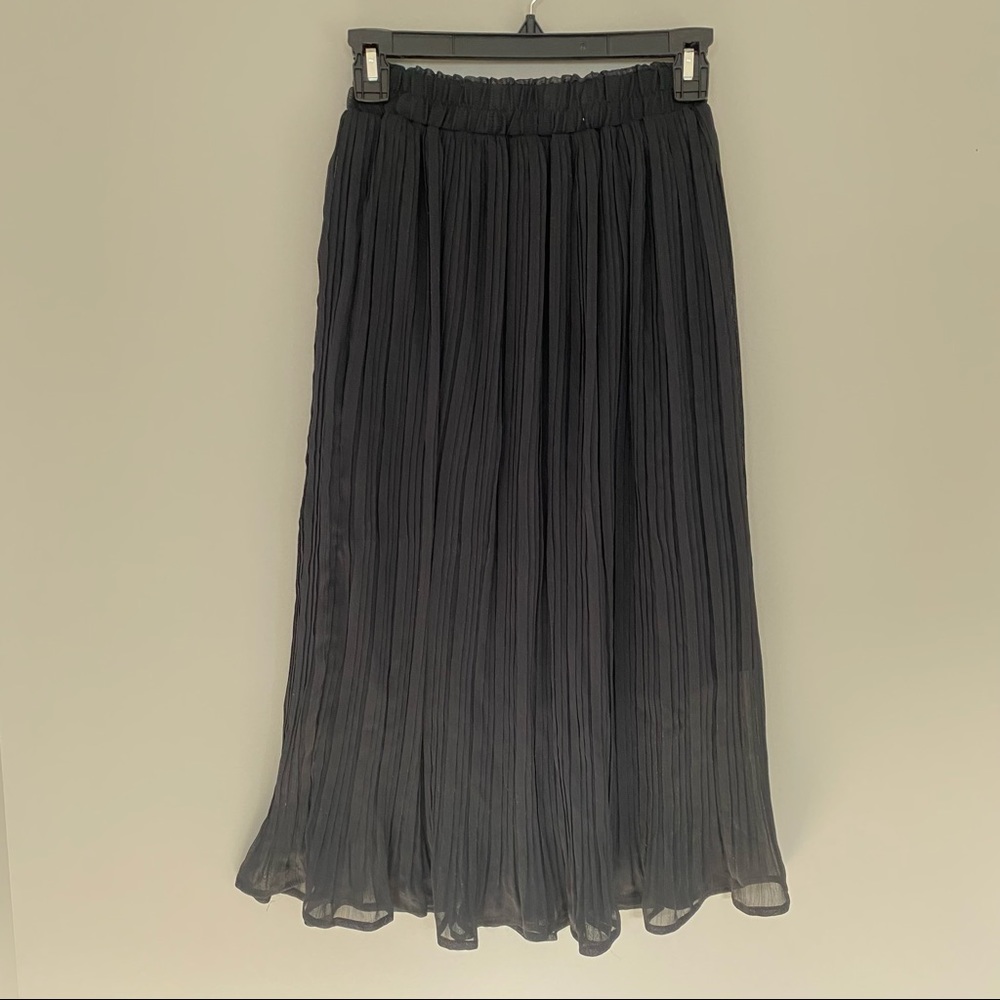 Oak + Fort Chiffon Pleated Midi Skirt